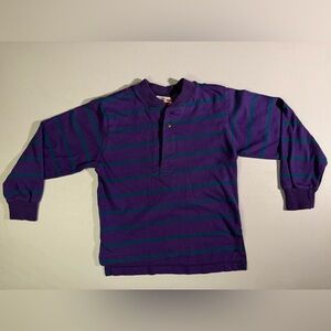 Cadet Club Boys Purple and Green Striped Long Sleeve Shirt. Child Size 6